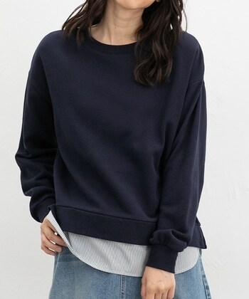 【Honeys公式 / ハニーズ】レイヤード風スウェット レディース LL ネイビー プチプラ 【Honeys公式 / ハニーズ】レイヤード風スウェット レディース LL ネイビー プチプラ