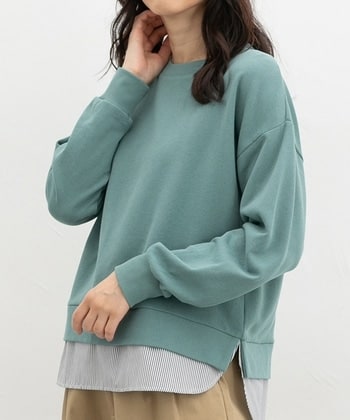【Honeys公式 / ハニーズ】レイヤード風スウェット レディース L ダークミント プチプラ 【Honeys公式 / ハニーズ】レイヤード風スウェット レディース L ダークミント プチプラ