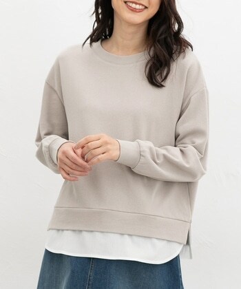 【Honeys公式 / ハニーズ】レイヤード風スウェット レディース L グレージュ プチプラ 【Honeys公式 / ハニーズ】レイヤード風スウェット レディース L グレージュ プチプラ