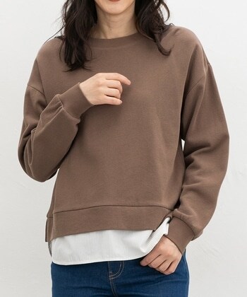 【Honeys公式 / ハニーズ】レイヤード風スウェット レディース LL モカ プチプラ 【Honeys公式 / ハニーズ】レイヤード風スウェット レディース LL モカ プチプラ