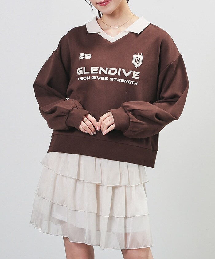 【Honeys公式 / ハニーズ】衿付トップス レディース S ブラウン プチプラ 【Honeys公式 / ハニーズ】衿付トップス レディース S ブラウン プチプラ