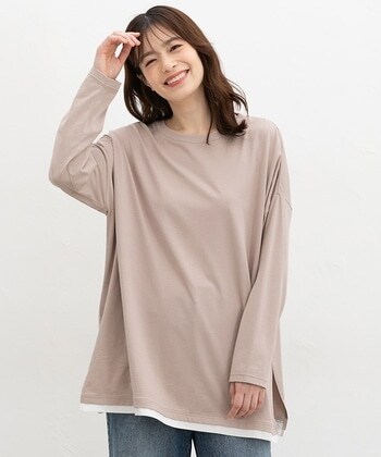 【Honeys公式 / ハニーズ】チュニックＴシャツ レディース Ｆ グレージュ プチプラ