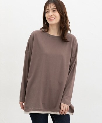 【Honeys公式 / ハニーズ】チュニックＴシャツ レディース Ｆ ブラウン プチプラ