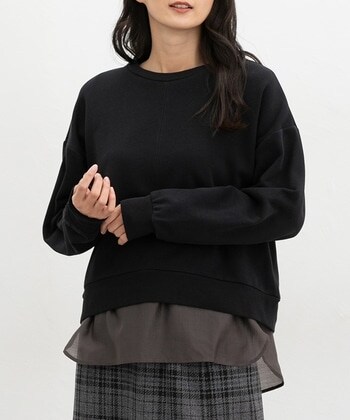 【Honeys公式 / ハニーズ】クロップドゆるスウェット レディース Ｌ ブラック プチプラ