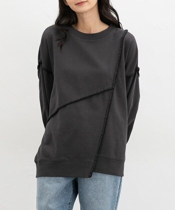 【Honeys公式 / ハニーズ】リメイク風ビッグトップス レディース S スミクロ プチプラ 【Honeys公式 / ハニーズ】リメイク風ビッグトップス レディース S スミクロ プチプラ