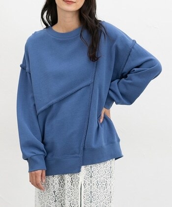 【Honeys公式 / ハニーズ】リメイク風ビッグトップス レディース LL ブルー プチプラ 【Honeys公式 / ハニーズ】リメイク風ビッグトップス レディース LL ブルー プチプラ