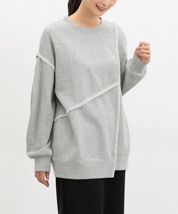 【Honeys公式 / ハニーズ】リメイク風ビッグトップス レディース LL 杢グレー プチプラ 【Honeys公式 / ハニーズ】リメイク風ビッグトップス レディース LL 杢グレー プチプラ