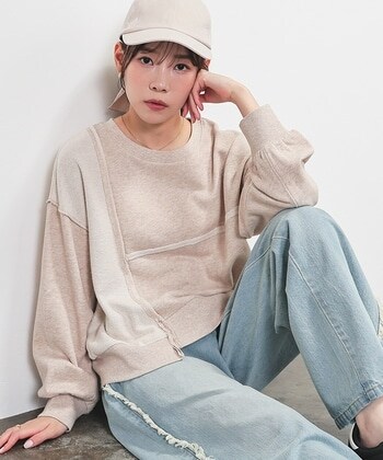 【Honeys公式 / ハニーズ】リメイク風ゆるトップス レディース L 杢モカ プチプラ 【Honeys公式 / ハニーズ】リメイク風ゆるトップス レディース L 杢モカ プチプラ