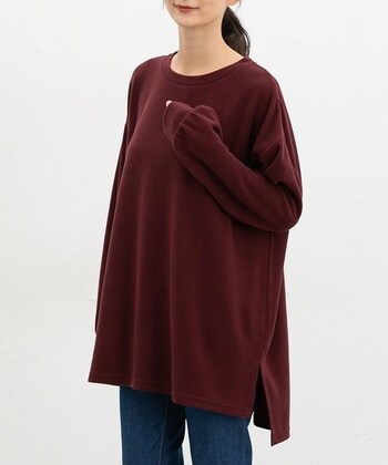 【Honeys公式 / ハニーズ】ゆるチュニックトップス レディース Ｆ ボルドー プチプラ