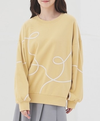 【Honeys公式 / ハニーズ】コード刺繍ゆるトップス レディース LL イエロー プチプラ 【Honeys公式 / ハニーズ】コード刺繍ゆるトップス レディース LL イエロー プチプラ