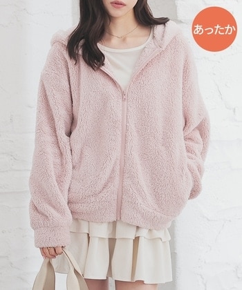 【Honeys公式 / ハニーズ】ボアジップパーカー レディース L ピンク プチプラ 【Honeys公式 / ハニーズ】ボアジップパーカー レディース L ピンク プチプラ