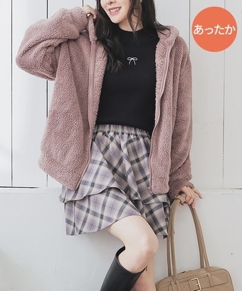 【Honeys公式 / ハニーズ】ボアジップパーカー レディース Ｍ モカ プチプラ