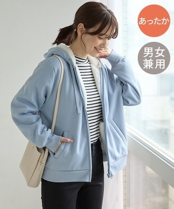 【Honeys公式 / ハニーズ】裏ボアジップパーカー レディース 3L ブルー プチプラ 【Honeys公式 / ハニーズ】裏ボアジップパーカー レディース 3L ブルー プチプラ