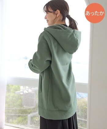 【Honeys公式 / ハニーズ】裏ボアロングパーカー レディース S グリーン プチプラ 【Honeys公式 / ハニーズ】裏ボアロングパーカー レディース S グリーン プチプラ