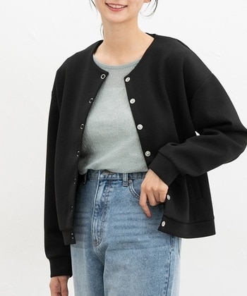 【Honeys公式 / ハニーズ】ドット釦クルーカーデ レディース Ｍ ブラック プチプラ