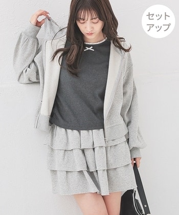 【Honeys公式 / ハニーズ】ダメージパーカー レディース Ｓ 杢グレー プチプラ