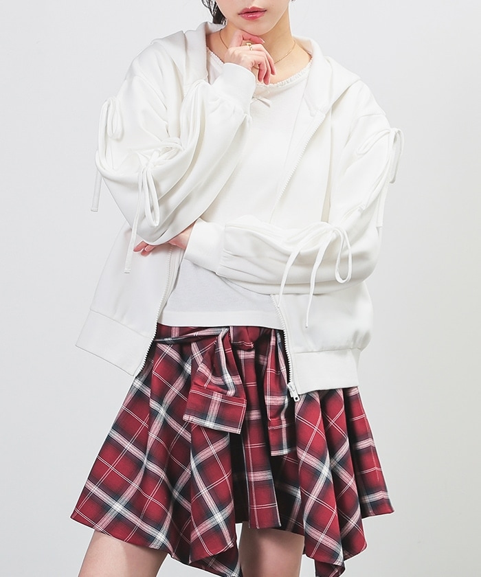 【Honeys公式 / ハニーズ】袖リボンパーカー レディース S アイボリー プチプラ 【Honeys公式 / ハニーズ】袖リボンパーカー レディース S アイボリー プチプラ