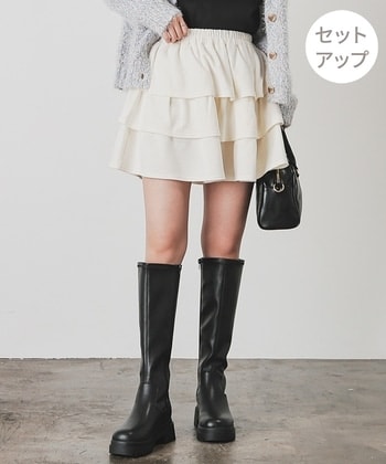 【Honeys公式 / ハニーズ】ミニティアードスカート レディース Ｓ アイボリー プチプラ