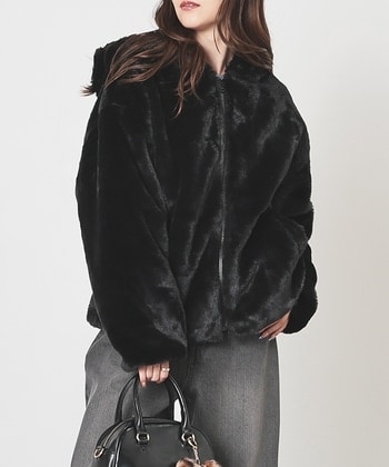 【Honeys公式 / ハニーズ】フード付ファーブルゾン レディース L ブラック プチプラ 【Honeys公式 / ハニーズ】フード付ファーブルゾン レディース L ブラック プチプラ