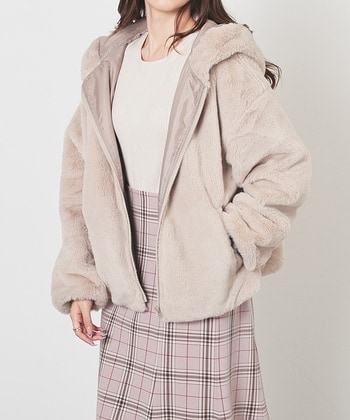 【Honeys公式 / ハニーズ】フード付ファーブルゾン レディース LL モカ プチプラ 【Honeys公式 / ハニーズ】フード付ファーブルゾン レディース LL モカ プチプラ