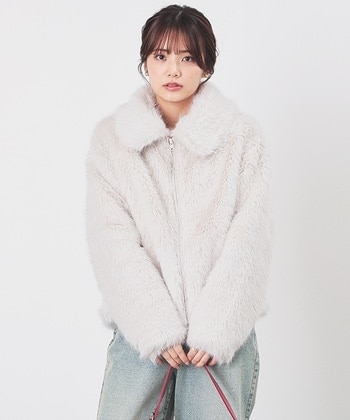 【Honeys公式 / ハニーズ】衿付ファーブルゾン レディース L ベージュ プチプラ 【Honeys公式 / ハニーズ】衿付ファーブルゾン レディース L ベージュ プチプラ