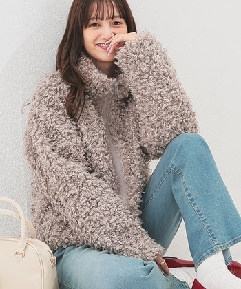 【Honeys公式 / ハニーズ】スタンドファーブルゾン レディース L グレージュ プチプラ 【Honeys公式 / ハニーズ】スタンドファーブルゾン レディース L グレージュ プチプラ