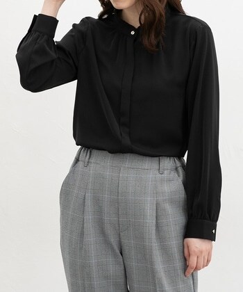 【Honeys公式 / ハニーズ】スタンドフリルブラウス レディース Ｓ ブラック プチプラ