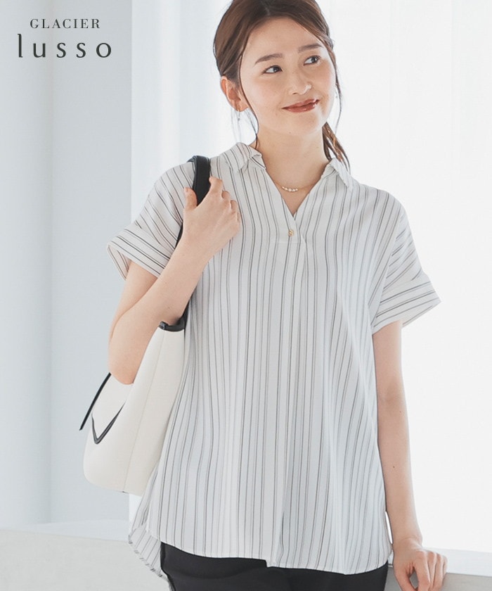 【Honeys公式 / ハニーズ】スキッパーブラウス レディース M グレーストライプ プチプラ 【Honeys公式 / ハニーズ】スキッパーブラウス レディース M グレーストライプ プチプラ