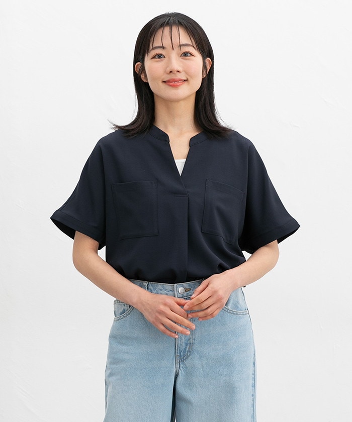 【Honeys公式 / ハニーズ】ポケット付ブラウス レディース LL ネイビー プチプラ 【Honeys公式 / ハニーズ】ポケット付ブラウス レディース LL ネイビー プチプラ