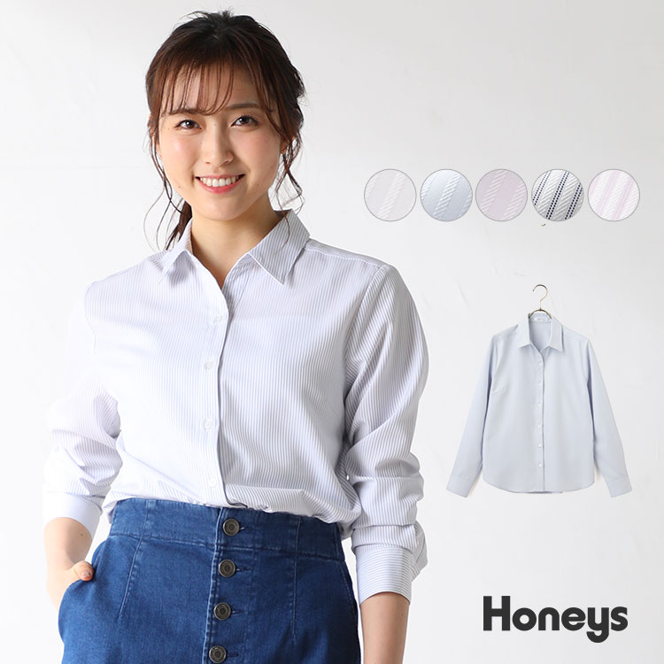 ハニーズ公式通販 織り柄スキッパーシャツ トップス Honeys Online Shop レディースファッション通販