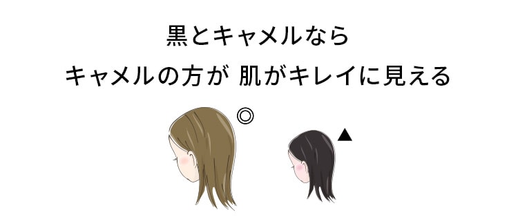 黒とキャメルならキャメルの方が肌がキレイに見える